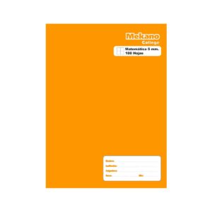 Cuaderno college cuadriculado 100 hojas naranjo