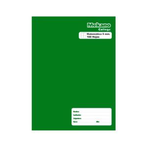 Cuaderno college cuadriculado 100 hojas verde